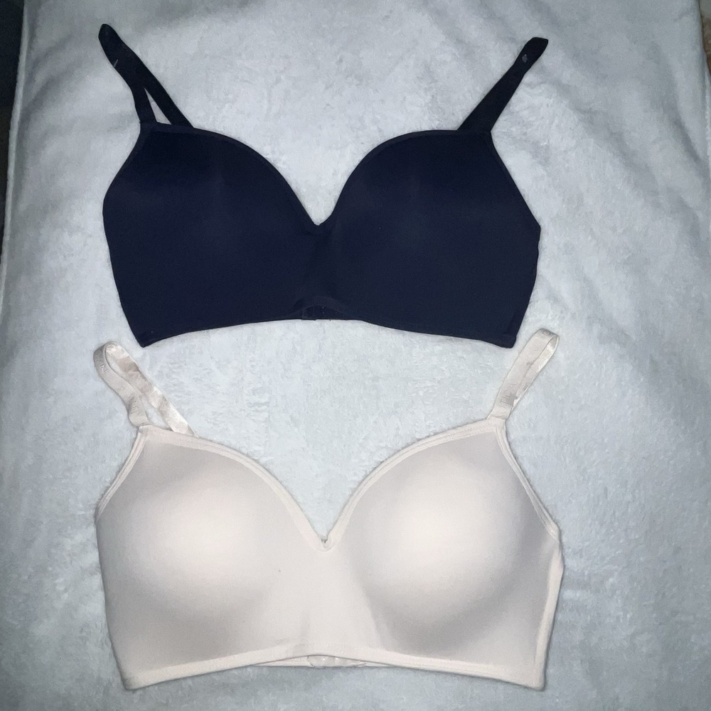 Women's‎ Nautica Intimates 2 Bras 40D WireFree Lightly Lined Beige & Navy